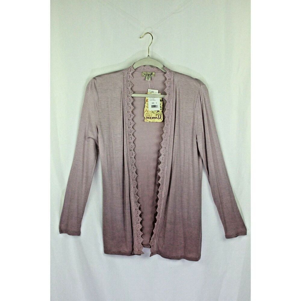 One World Open Cardigan Top Waterfall Purple Womens Small New